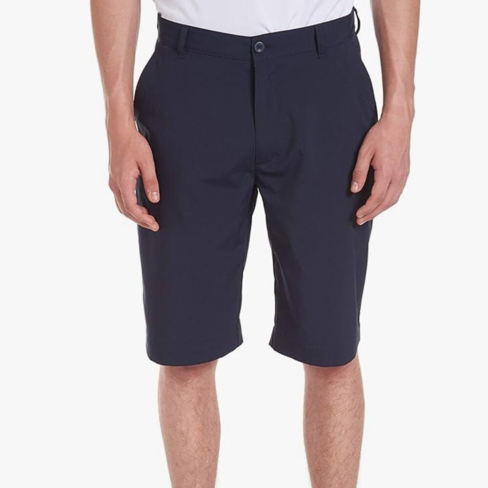 NEW! IZOD Mens Shorts Navy 32 Waist MSRP $40 Stretch Casual/Athletic/School/Golf